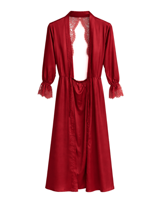 Women's Bare Back Lacey Robe LL